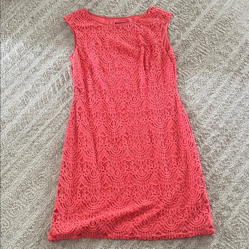 Jessica Howard Cap Sleeve Coral Lace Sheath Dress